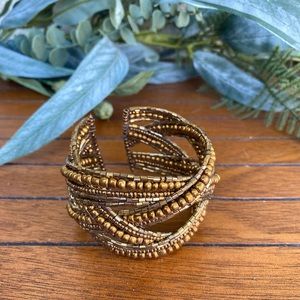 Braided Cuff Bracelet | Metallic Brown